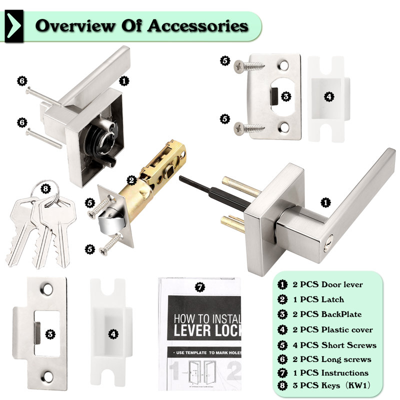 Probrico Keyed Alike Entry Door Locksets, Heavy Duty Door Levers